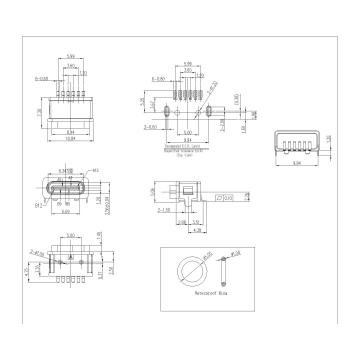 Type-C 6P Female Waterproof SMT H7.30