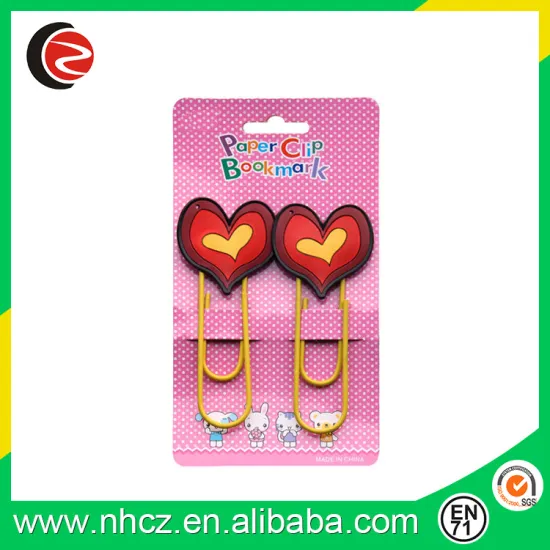 cheap custom soft pvc bookmark, metal big size paper clip