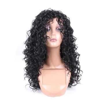 Cheapest Long Hight Temperature Fiber Curly Synthetic Wigs With Bangs