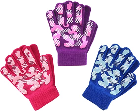 Chicas de invierno niño Knit Stretchy cálido guantes mágicos