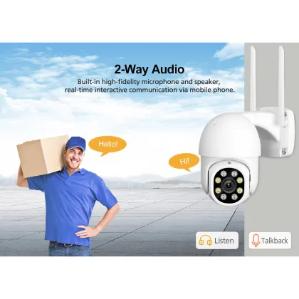 Outdoor Smart Security Camera - 3MP WiFi PTZ Night Vision IP Camera