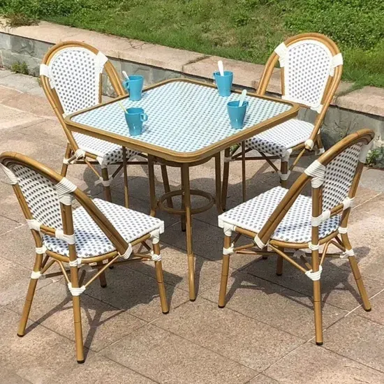 Modern Outdoor Dining Room Rattan Table and Chair Set