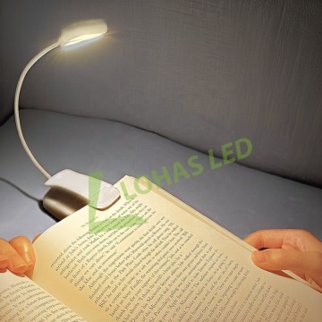 LOHAS White Clip -On Book Book Lampu - Lampu Membaca USB Mudah Alih