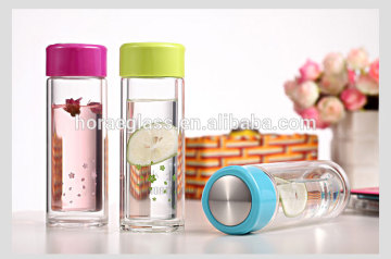 Chinese Manufacture borosilicate glass handblown double walled custom logo printed water