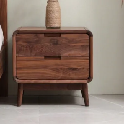 Minimalist Black Walnut Bedside Cabinet for Home Use