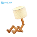 Lámparas de mesa de madera para dormitorio LEDER