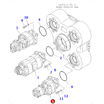 Gear assembly for HM400-2-2R worm gear 705-95-05110