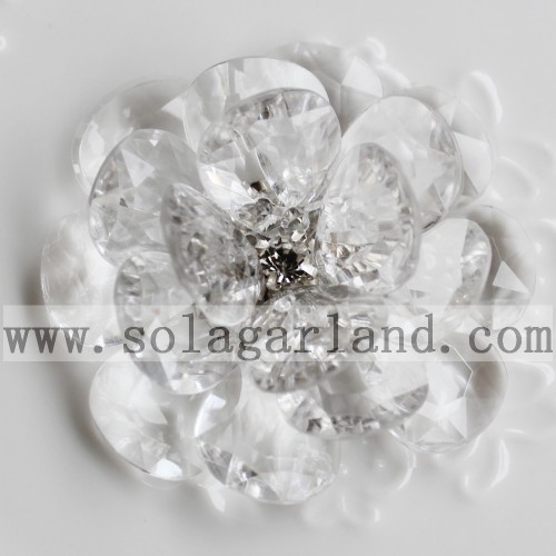 54MM Acrylic Crystal Beaded Flower Handmade Floral Bloom