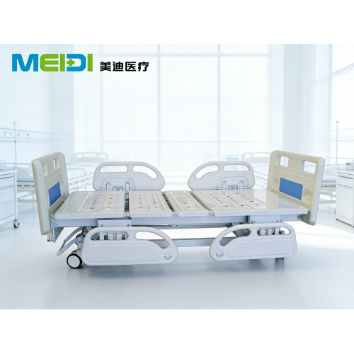 Manual 3-Crank Hospital Bed Perforated Surface, Central Brake System, Premium Headboard