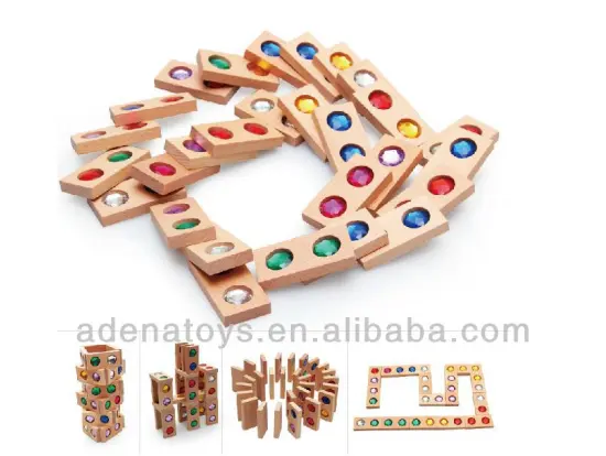 Wooden kids educational DIY Toys Color Crystal Dominoes