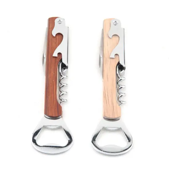 Hot Sale Sublimation Stainless Steel Beer Wine Bottle Opener with Wood Handle