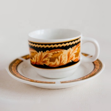 Wholesale Custom Logo Ceramic Coffee Cup and Saucer Set