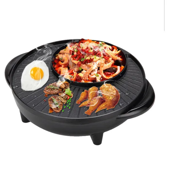 Hot Sale: Korean-Style Round Table BBQ Grill Pan - 2-in-1 Smokeless Electric Hot Pot Grill
