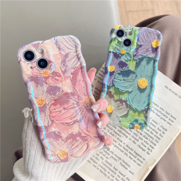 Fashion Retro Oil Painting Flowers IMD Phone Case for iPhone 16 Pro Max 15 14 13 Pro 12 Pro 11