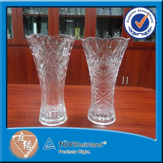 Hot selling different type embossed 235mm cheap tall glass vases wholesale