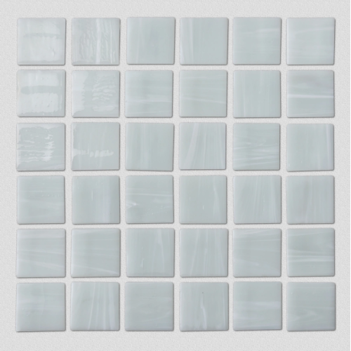 White Large Square Glass Mosaic Tile