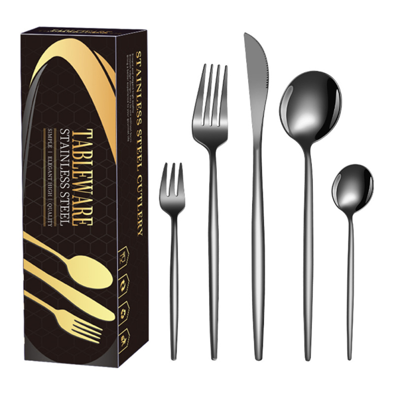 Stainless Steel Cutlery Set - 6 Knives, 6 Forks, 6 Spoons, 6 Teaspoons, 6 Tea Forks (24cm, Premium Tableware)