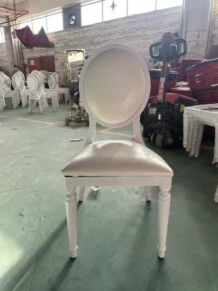 Aluminium White Round Back Hotel Wedding Upholstered Louis XV Wedding Chair