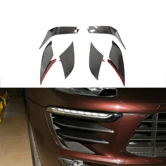 6pcs Dry Carbon Fiber Car Fog Lamp Cover Trim for Porsche Macan 2014-2017