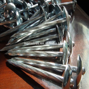 Spiral nail/Twist shank galvanized roofing nails with plastic washer/umbrella head nail factory