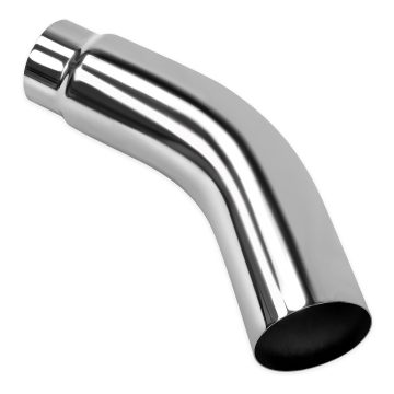 Custom Size Diesel Exhaust Tip Elbow: 4'' Inlet, 5'' Outlet, 23'' Long, Chrome Stainless Steel Turndown