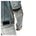 Custom Denim βομβαρδιστικό σακάκι πλυμένο τσέπη Mens denim