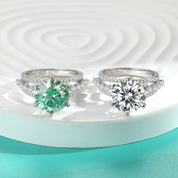 925 Sterling Silver High Crown Moissanite Ring with Large Green Stone - Perfect for Ladies - Available on Amazon and TikTok