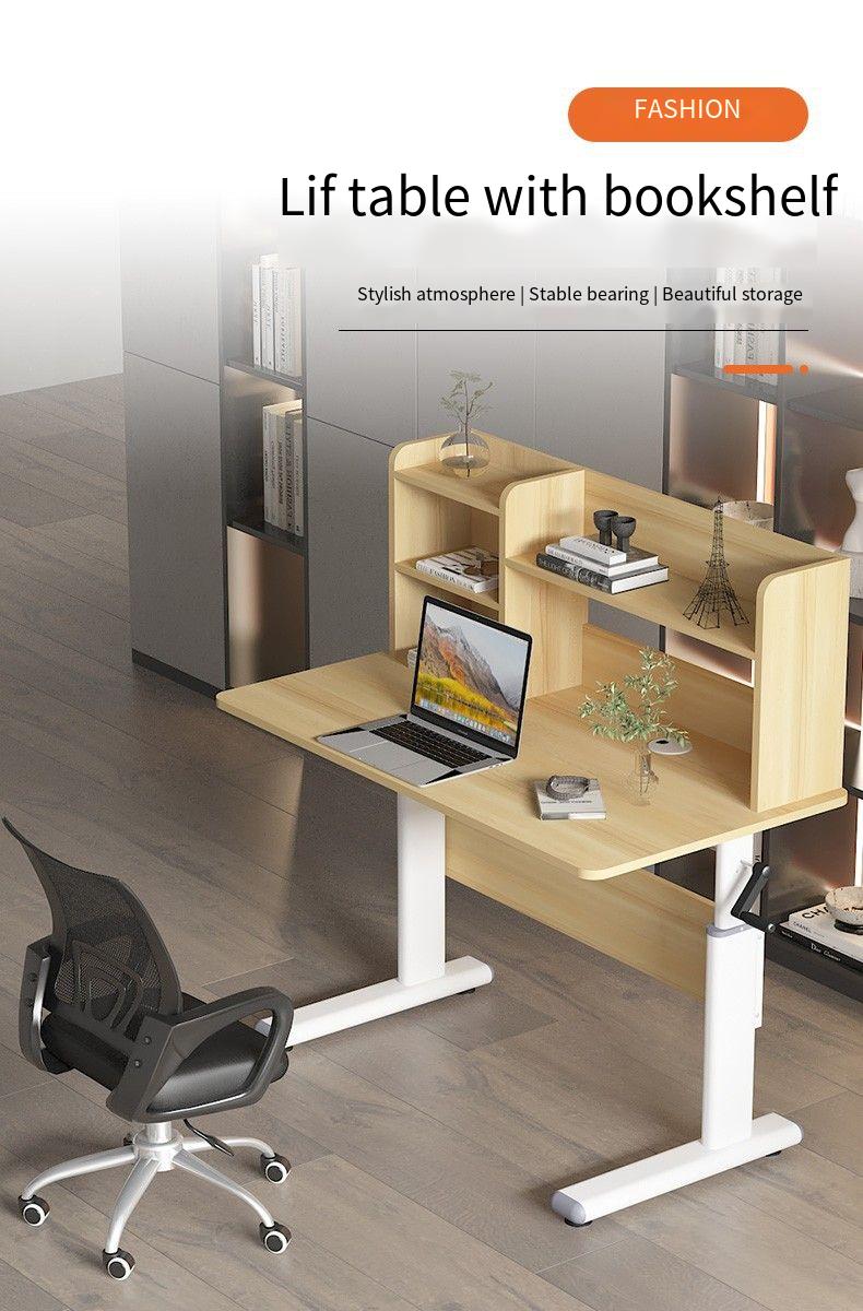Hand-cranked Lifting Table With Bookshelf For Home Study And Office Use ...