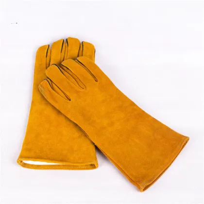 Yellow Cowhide Leather Work Safety Gloves
