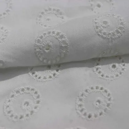 white Embroidery Fabric cotton embroidery fabric with hole