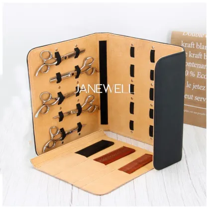 Genuine Leather Scissors Case for 10 Pcs Hair Scissors