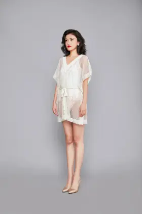 Women's Hollowed Kimono Beachwear Cover-up Dress