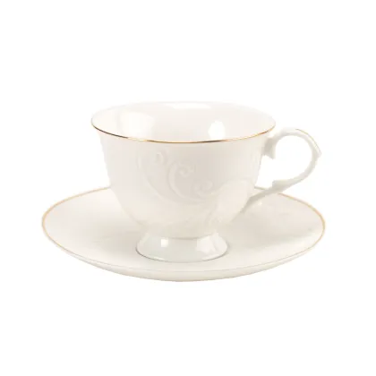 White Porcelain Tea Cup with Embossment