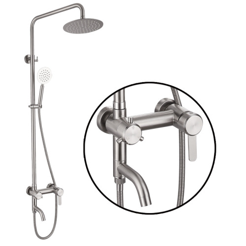 Rainfall Sprayer Brushed Chrome Shower Faucet Set