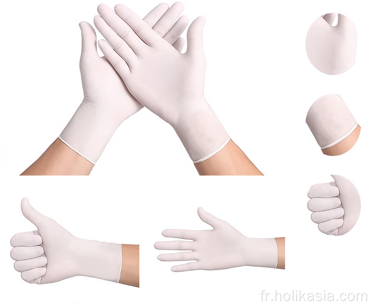 9inch Gants médicaux de stérilisation en latex blanc