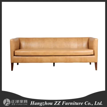France Classical style solid wood 3 seater sofa,leather sofa