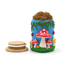 Blue Forest Mushroom Glass Storage Jar