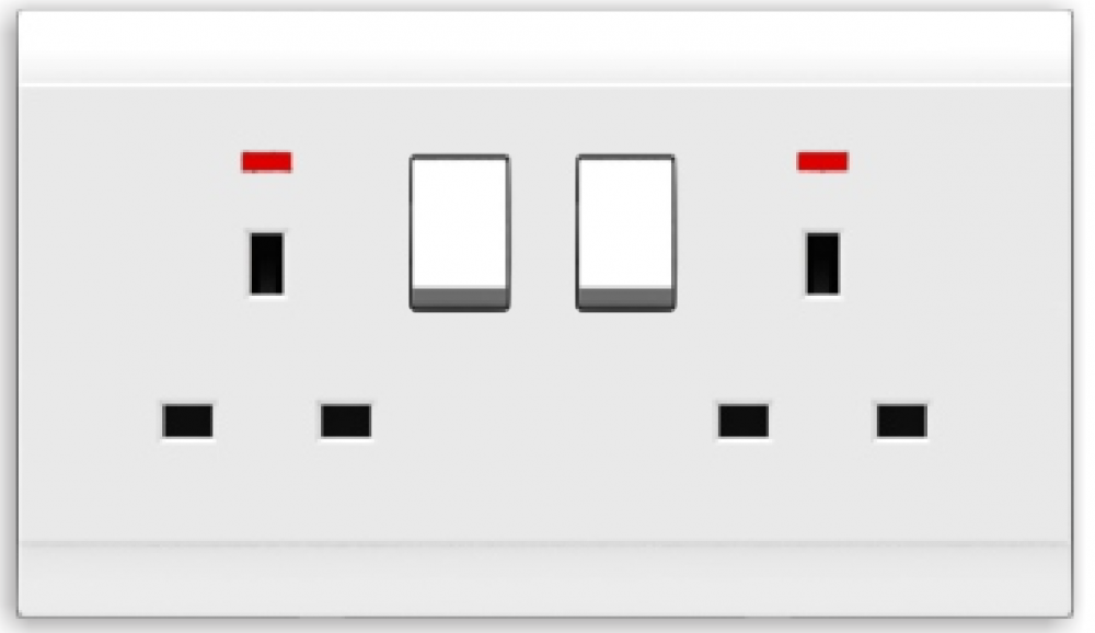 two gang square socket with DP switch