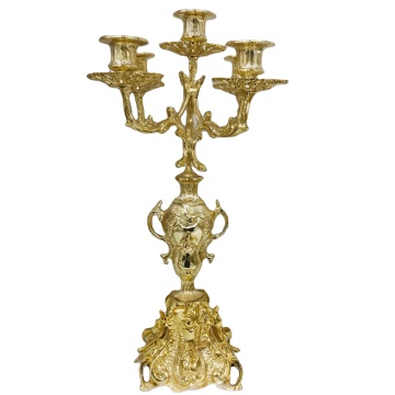 Modern European Golden Copper Candlestick for Hotel Decoration and Gifts