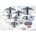 Stainless steel cookware set with transparent glass cover