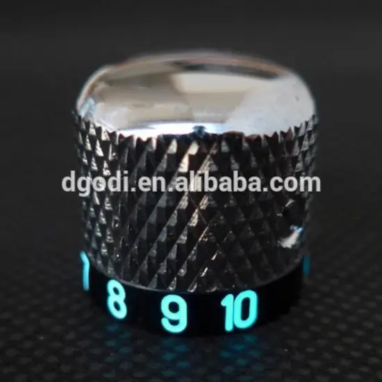 China custom knurled aluminum illuminated knobs, black electric guitar knobs