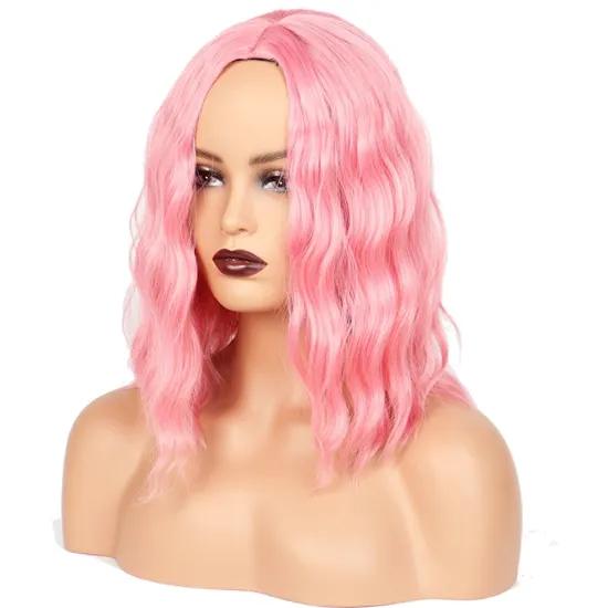 Hot Sale Hair Wig Natural Body Wave Short Wig Cheap Price Wholesale Pink Ombre Colored Synthetic Hair Wigs For Woman Cosplay