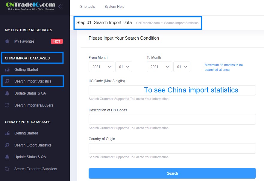 report China import statistics