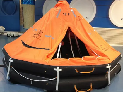 Davit launched inflatable life raft