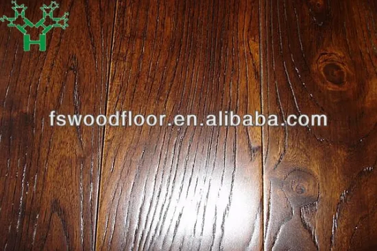 18mm T&G handscraped robinia hardwood flooring