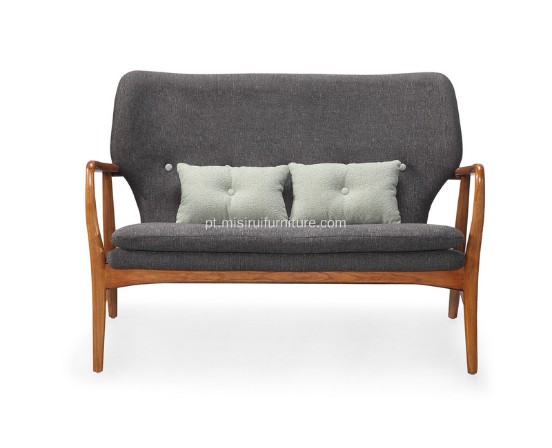Tecido nórdico casual de linho preto dois assentos sofá