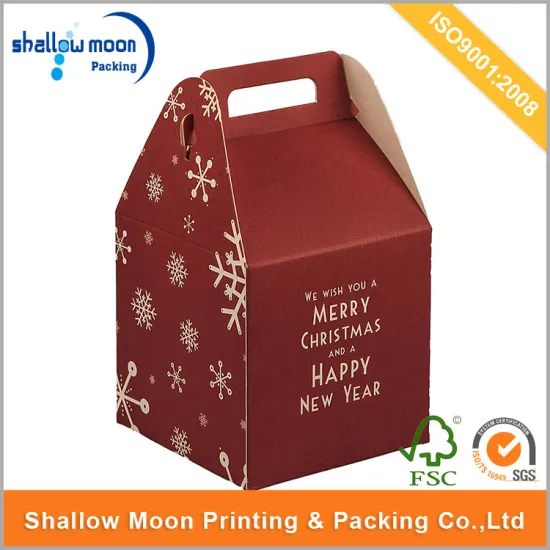 handle with snow red cake packaging paper box