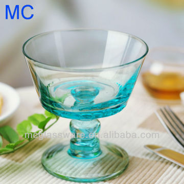 Light blue glass ice cream cup with elegant design