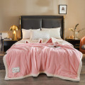 New three-layer cotton fleece blanket light powder