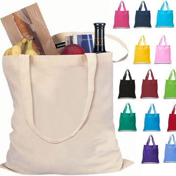 Customized Color Printing Pure White Cotton Canvas Shopping Bag